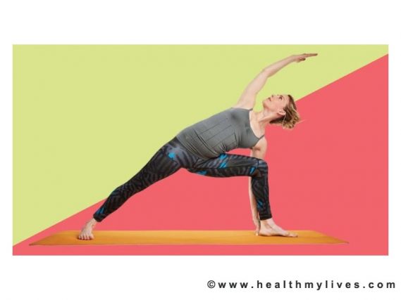 Extended arm yoga pose during holiday